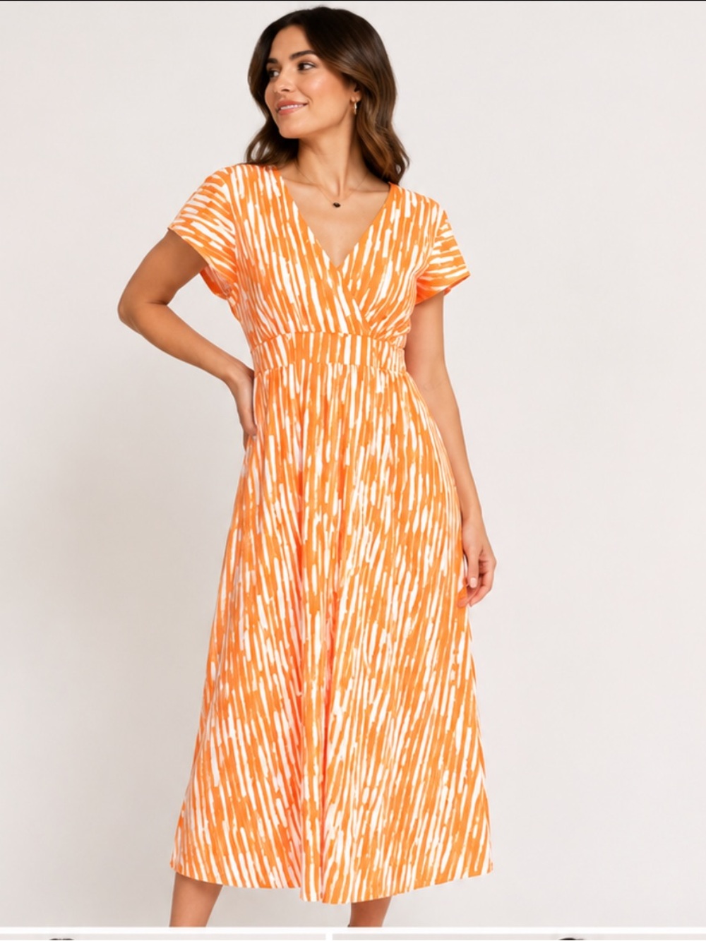 Boden cotton Orange Striped Women's Dress size 8